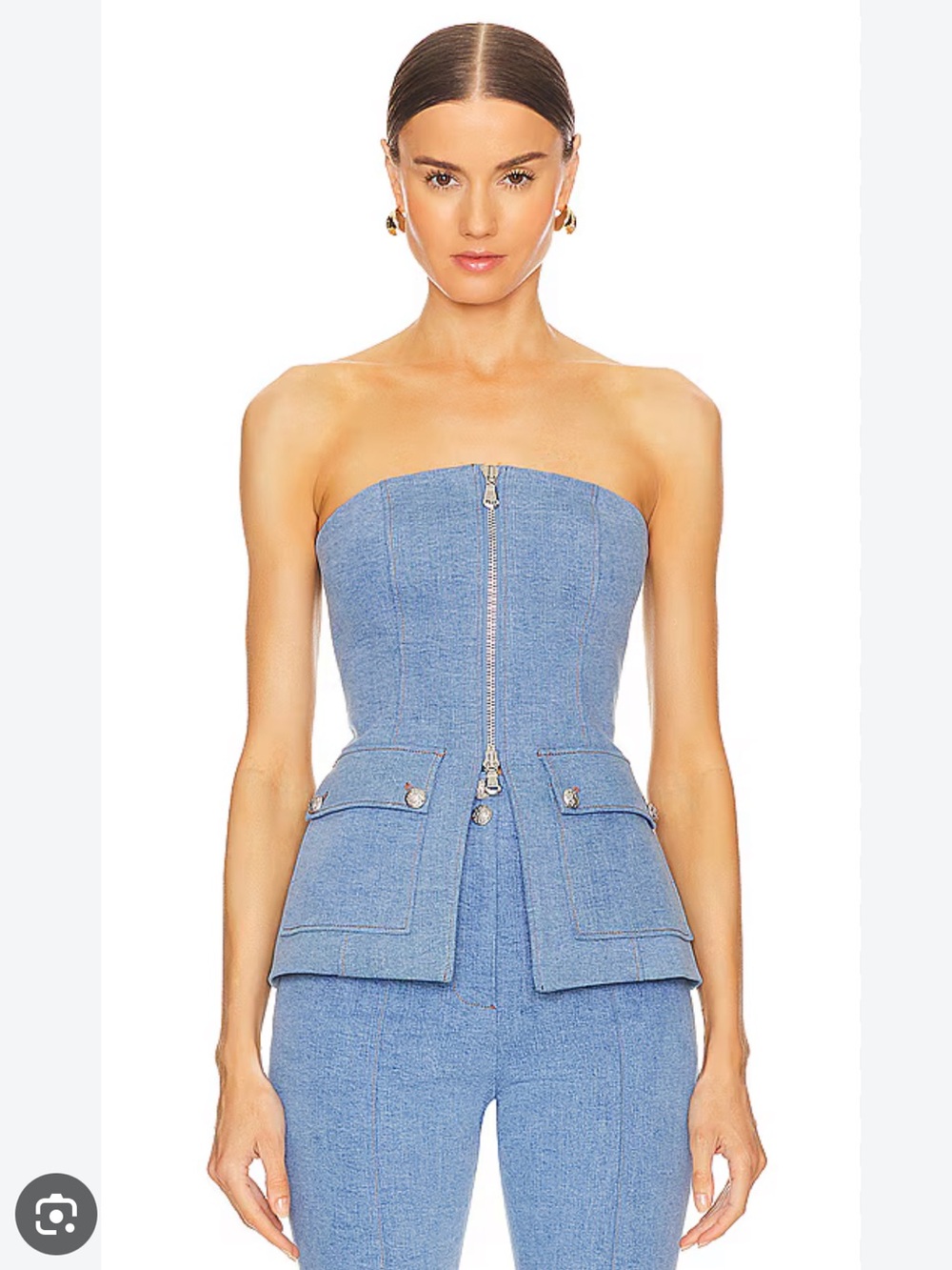 Veronica Beard Strapless Bustier Set in Iceberg Blue